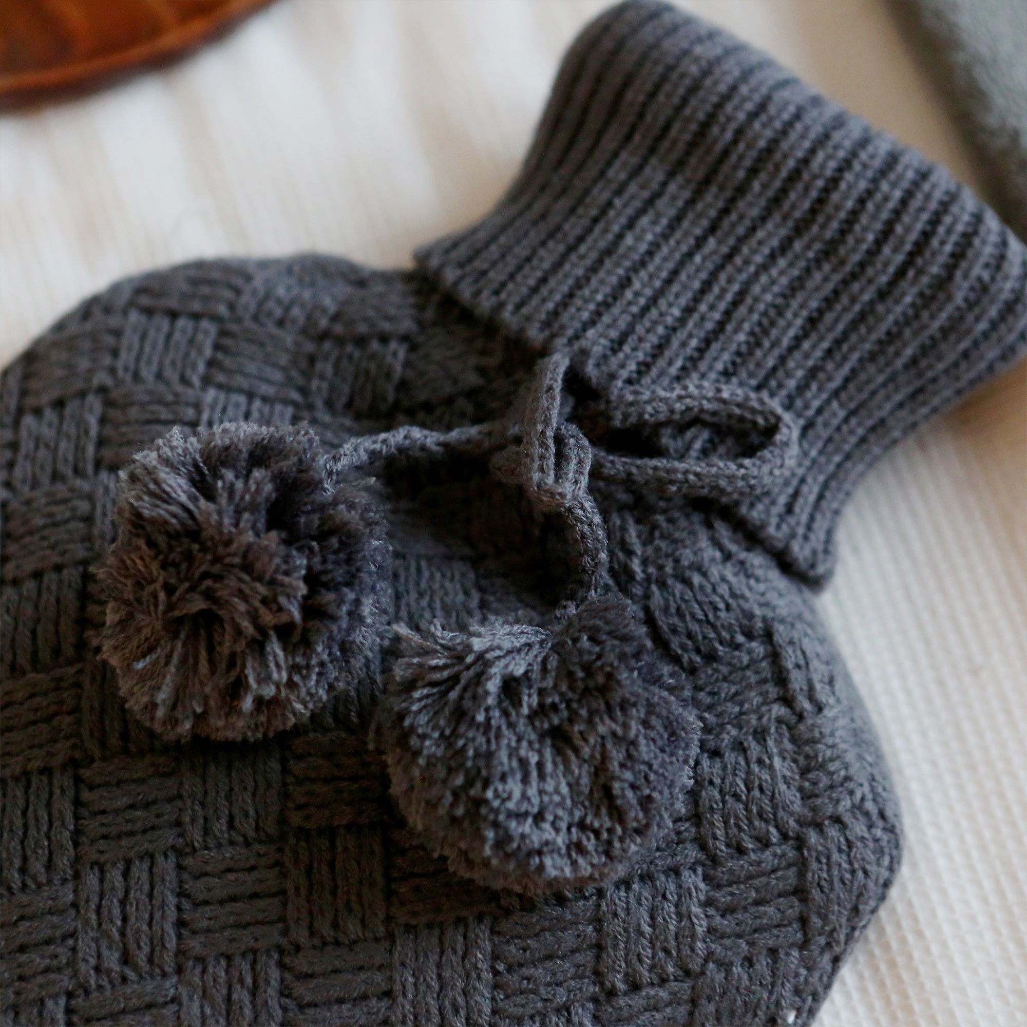 Hot Water Bottle Cover - Knitted - Dark Grey