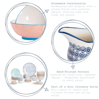 Hand-Printed Serving Bowl - 21.5cm - Light Blue
