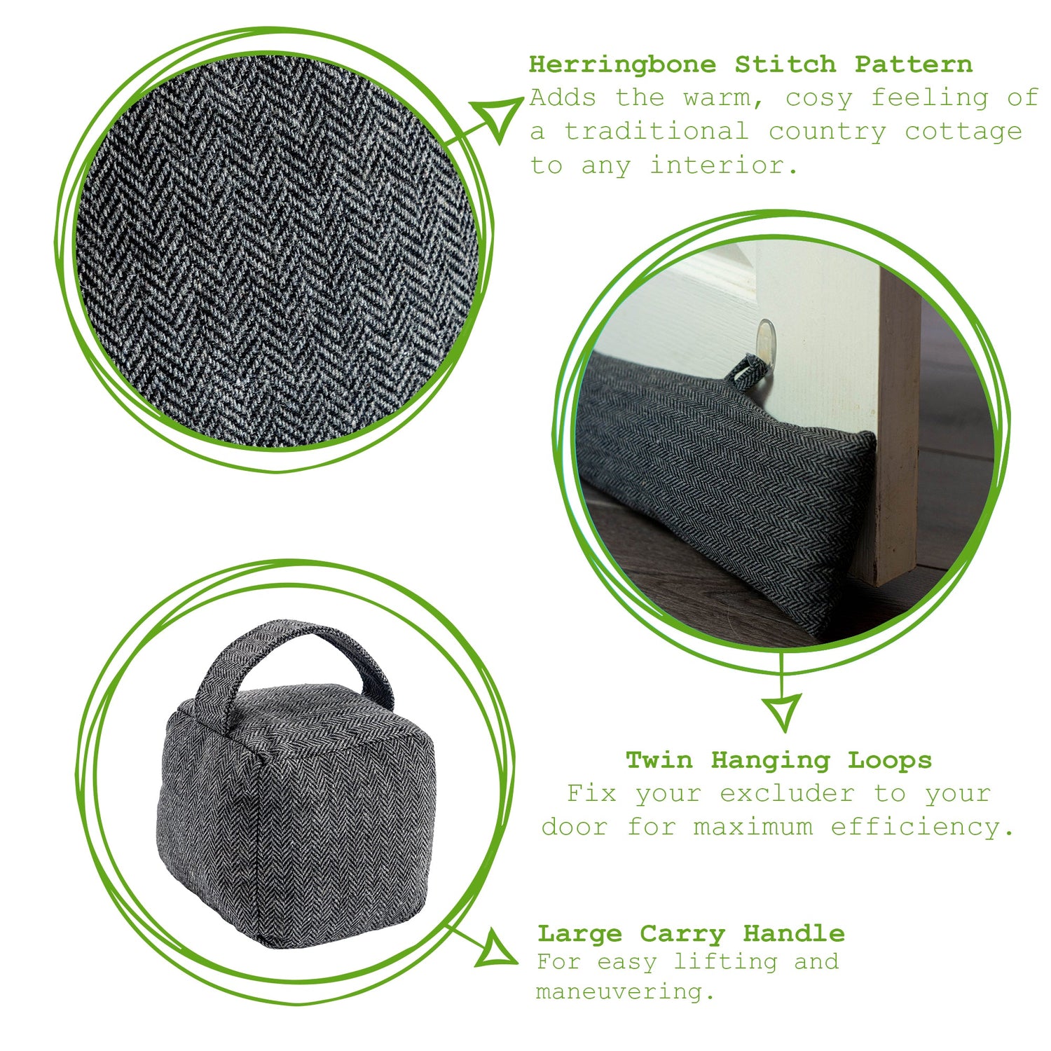 Fabric Door Stop - Grey Cube