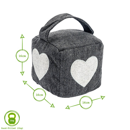 Fabric Door Stop - Grey Cube with Heart