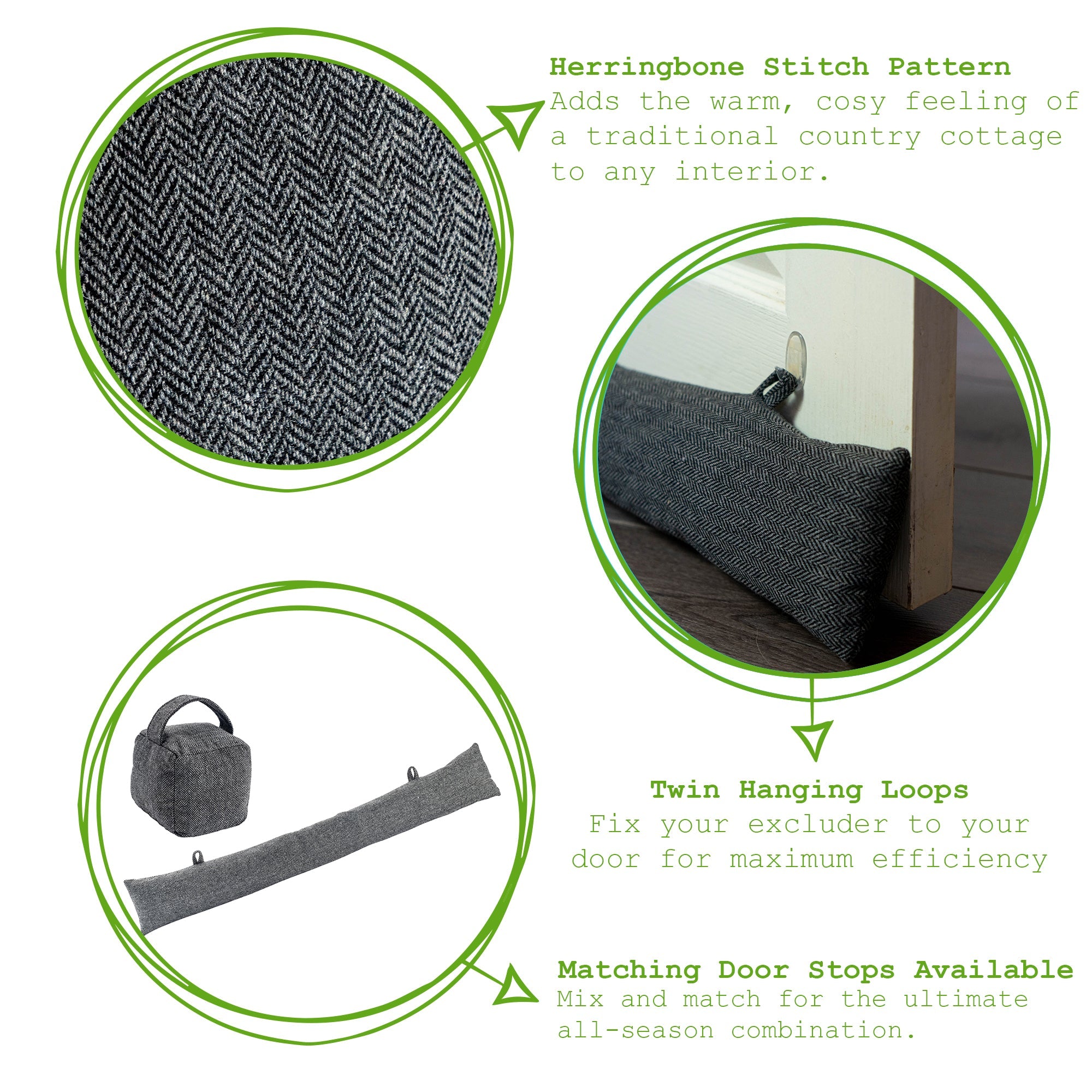 Fabric Door Snake - Grey with Star
