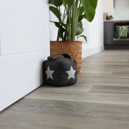 Fabric Door Stop - Grey Cube with Star