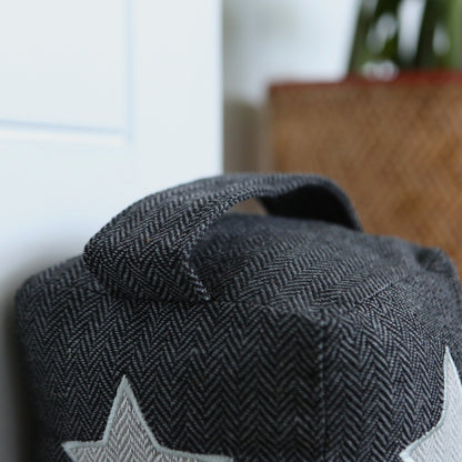 Fabric Door Stop - Grey Cube with Star