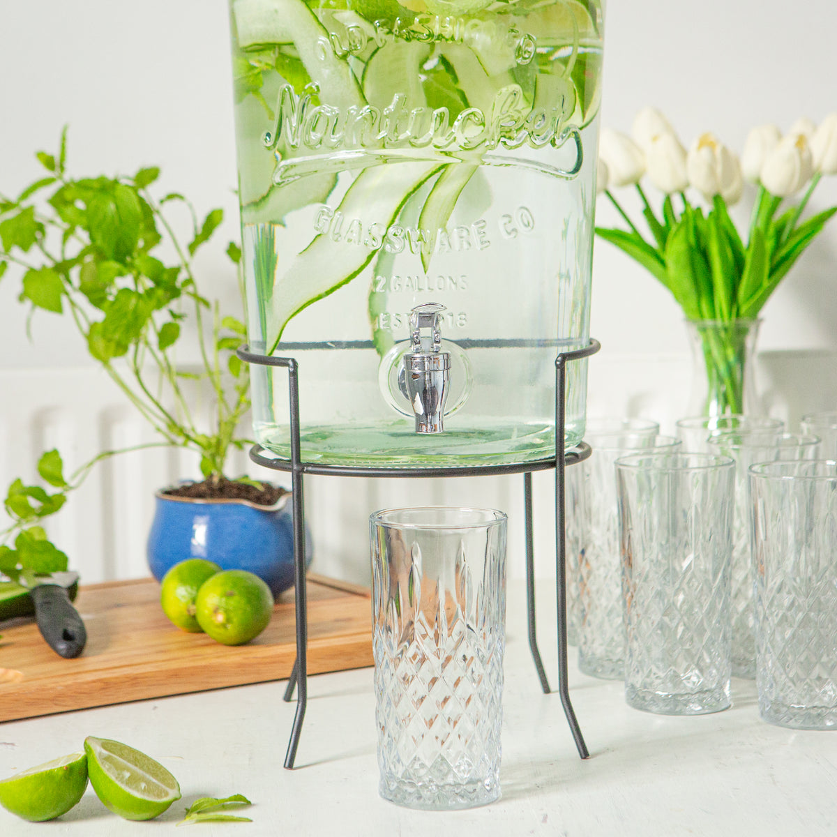 Metal Wire Drinks Dispenser Stand - Black
