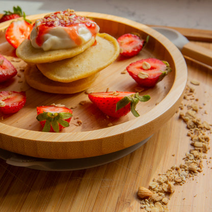 Round Bamboo Baby Suction Plate