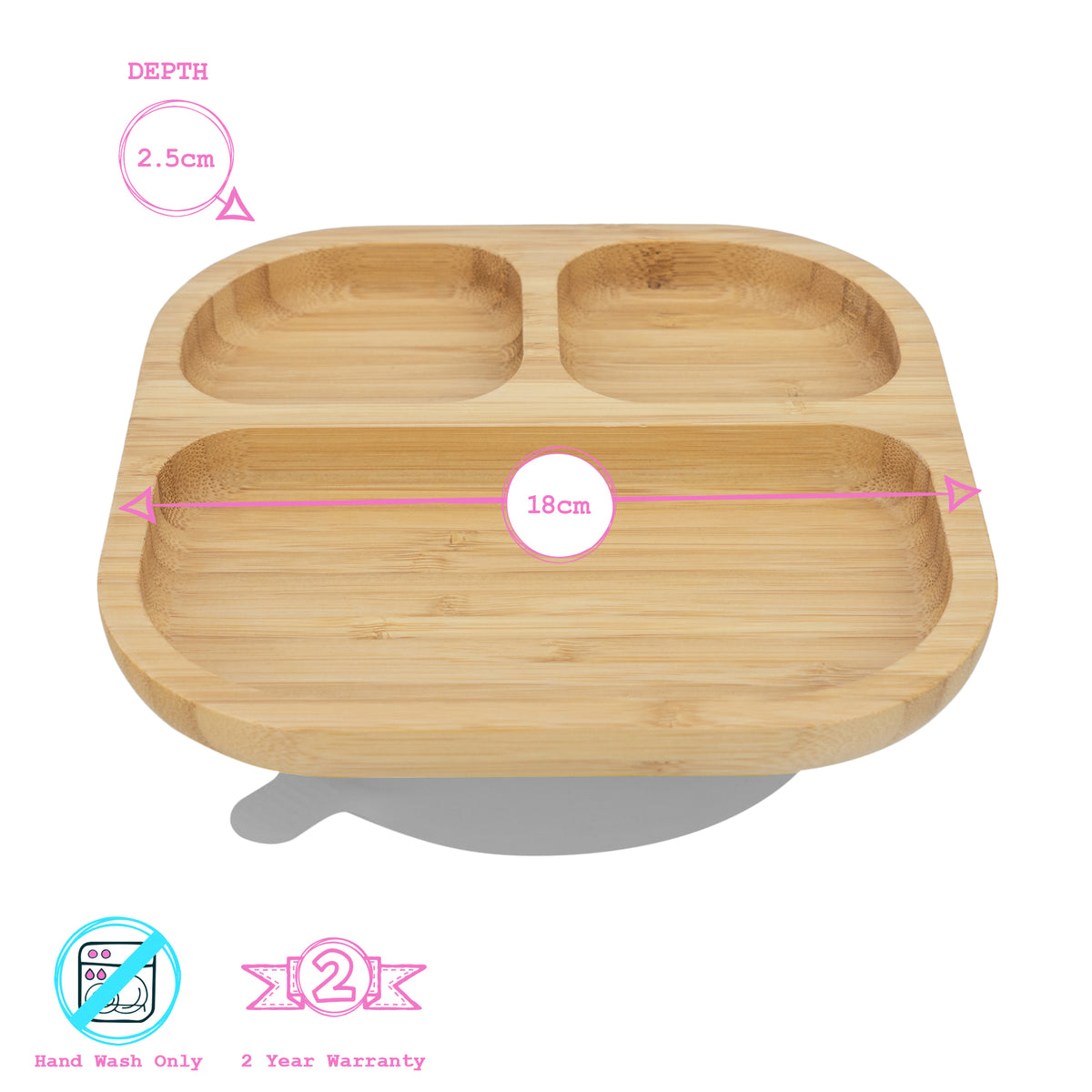 Divided Bamboo Baby Weaning Plate