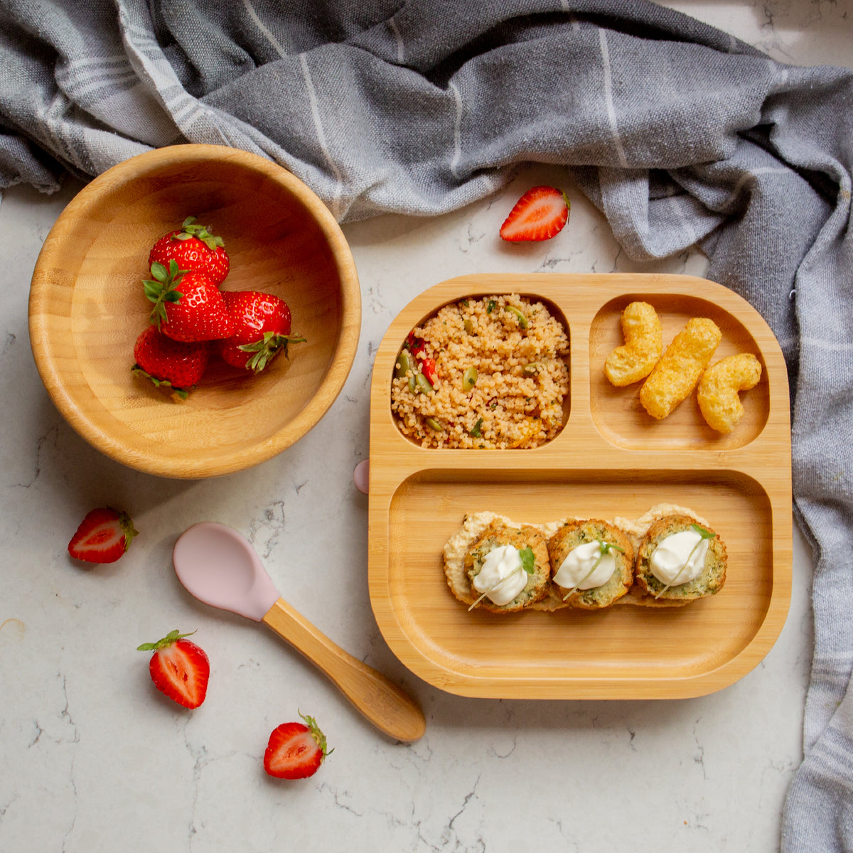 Bamboo Baby Weaning Spoon with Silicone Tip - Pastel Pink