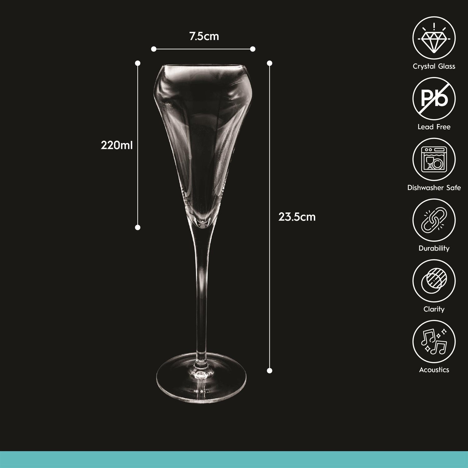 230ml Hoxton Crystal Champagne Flute