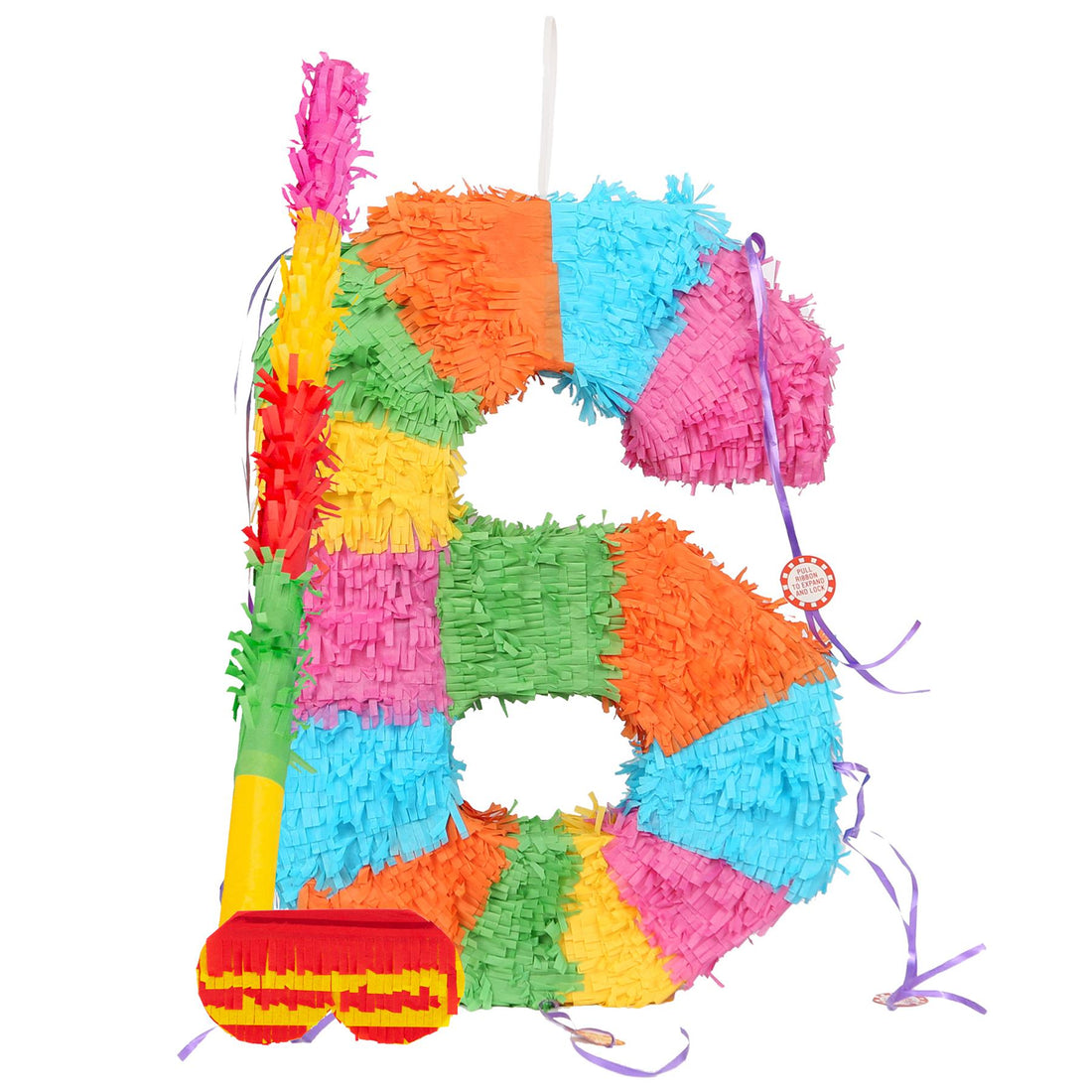 Number 6 Pop-Out Pinata with Stick &amp; Blindfold - Multi Stick