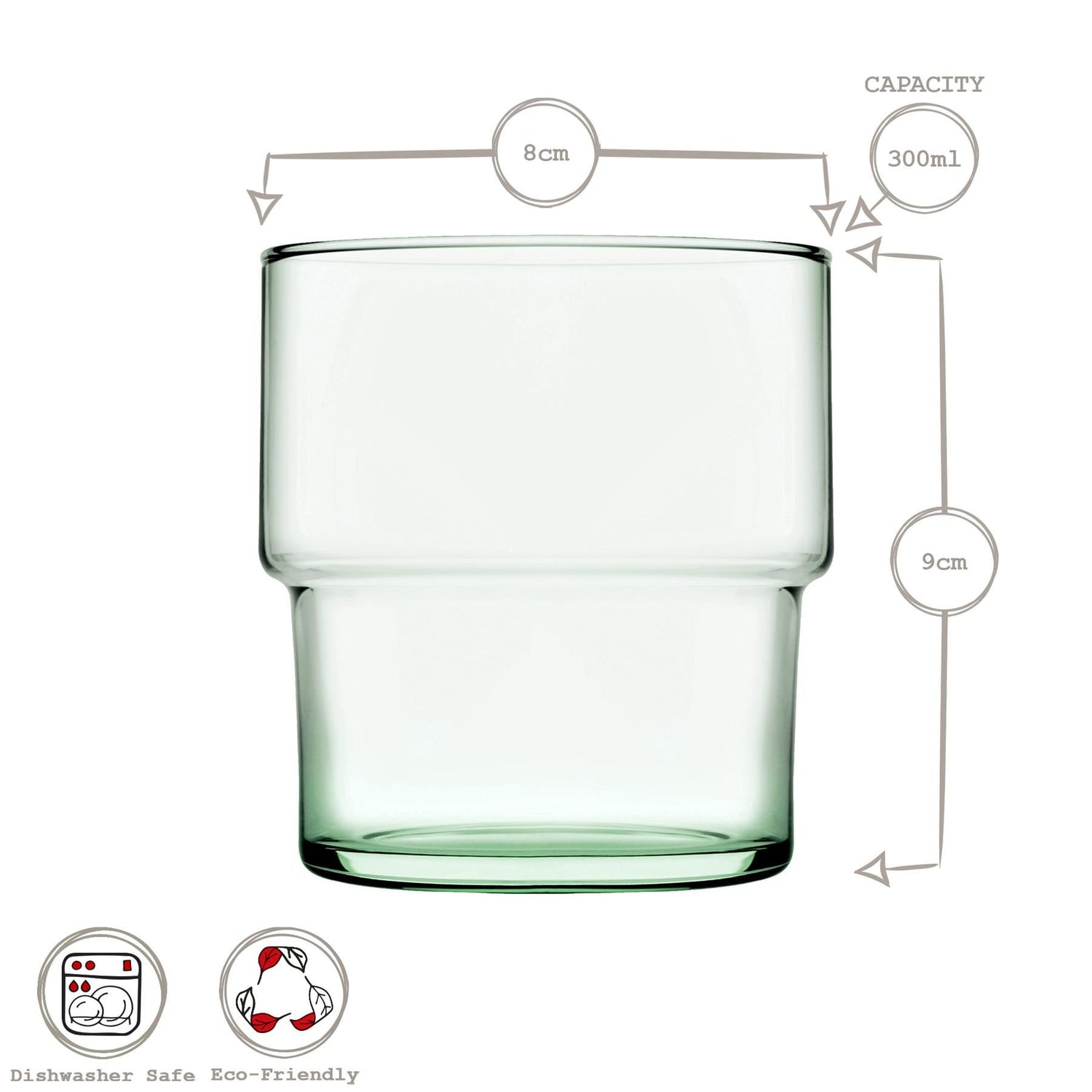 300ml Aware Hill Recycled Glass Stacking Tumbler - Green