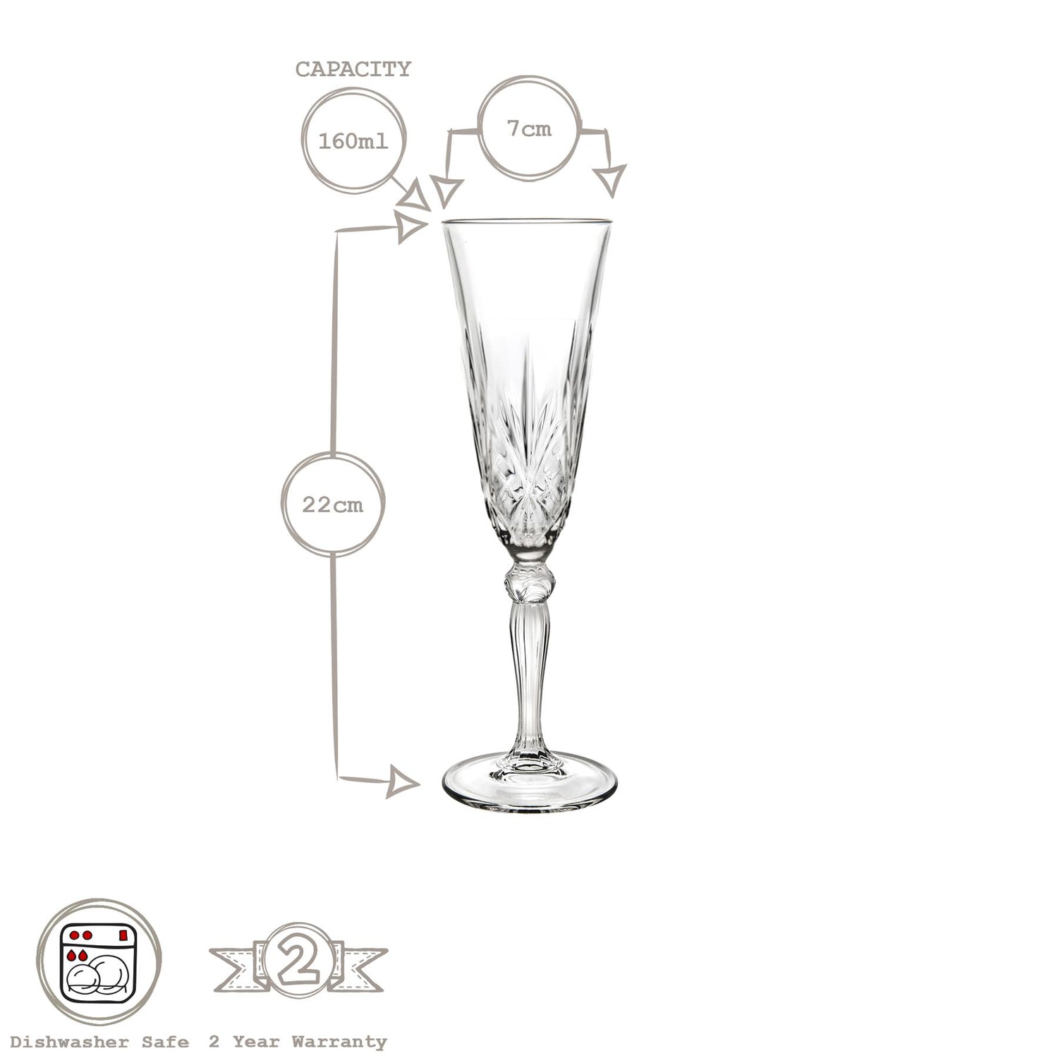 160ml Melodia Glass Champagne Flute