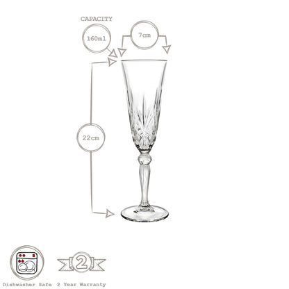 160ml Melodia Glass Champagne Flute