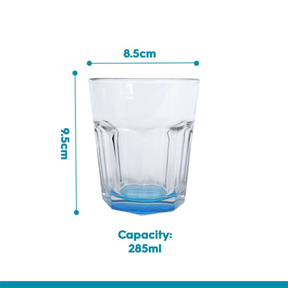 285ml Panelled Glass Tumbler with Coloured Base