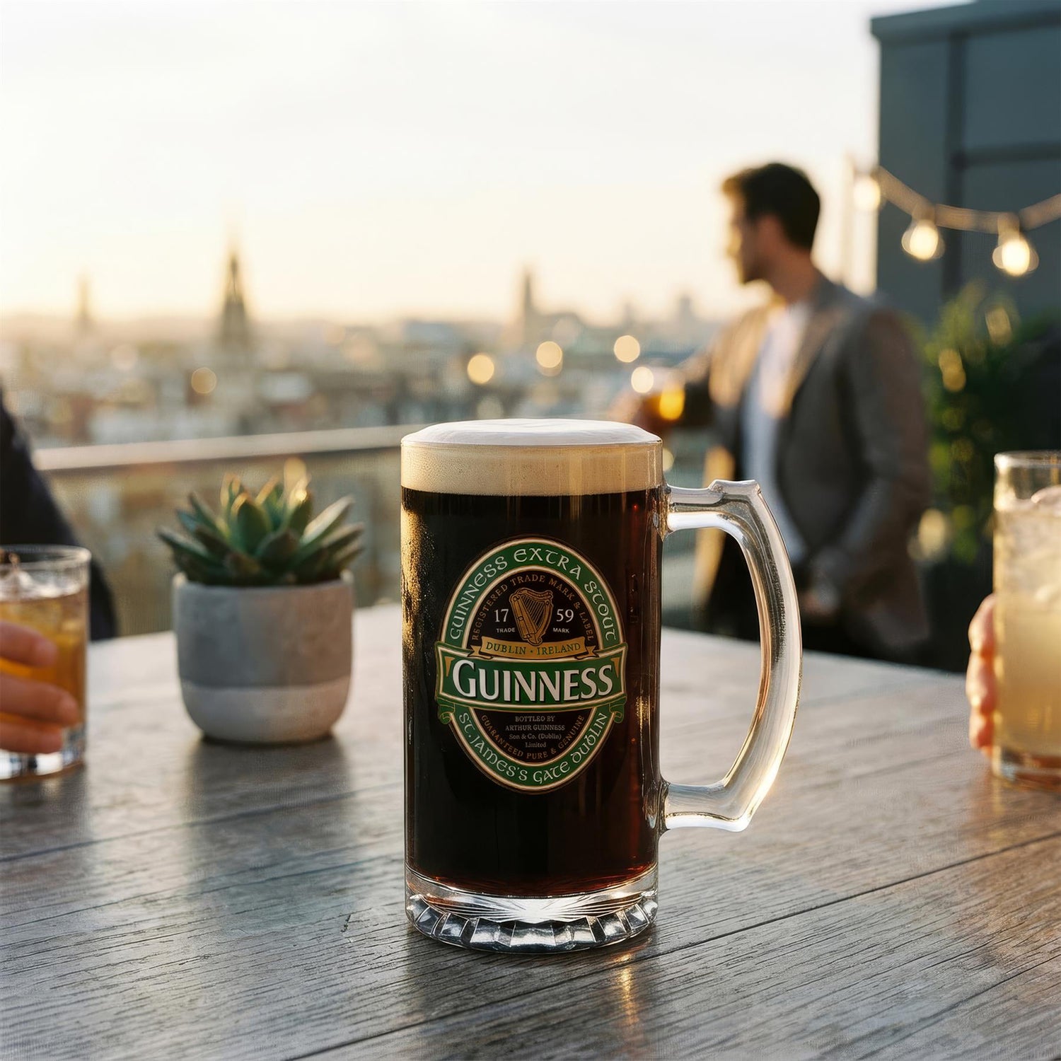 Guinness Ireland Glass Tankard with Badge