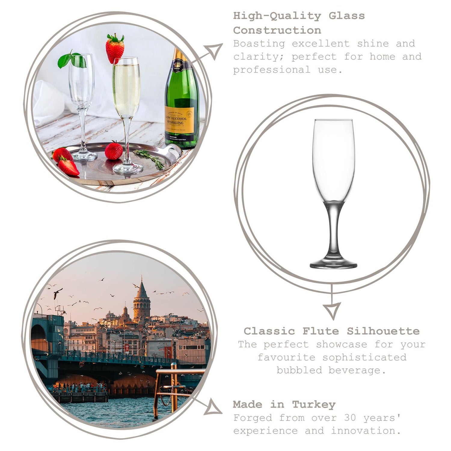 190ml Misket Glass Champagne Flute
