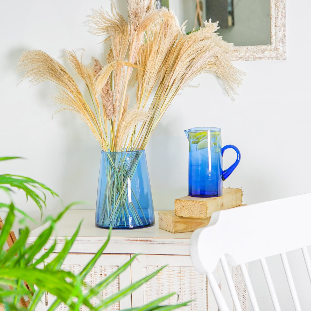 3.5L Jebel Recycled Glass Vase - Blue