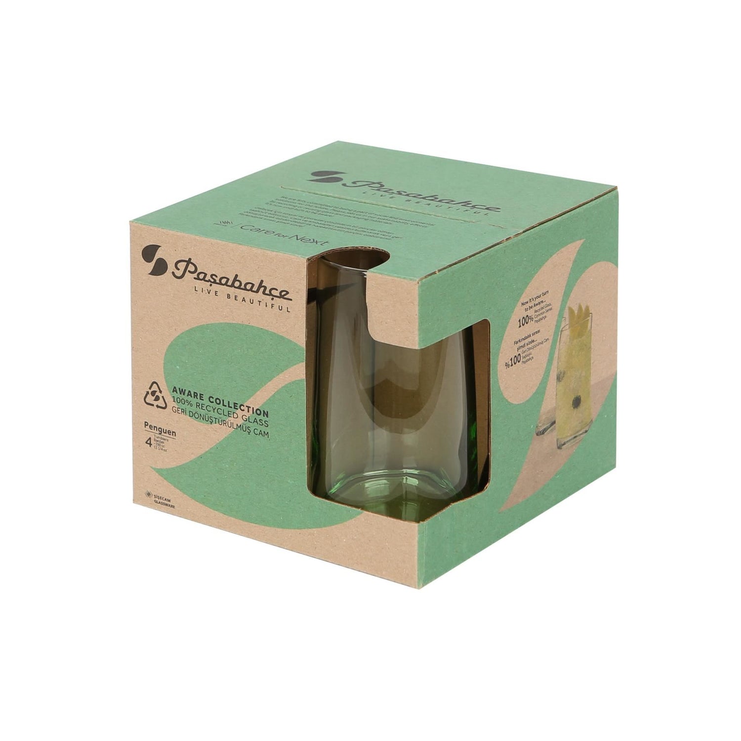 390ml Aware Penguen Recycled Highball Glass - Green