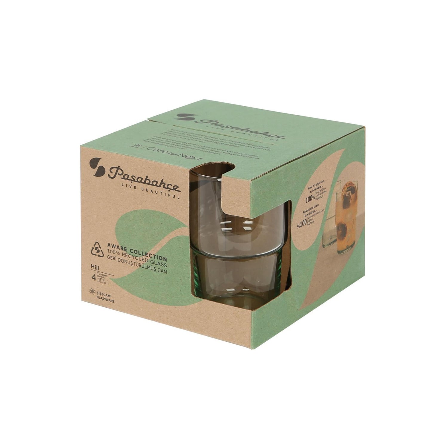 440ml Aware Hill Recycled Stacking Highball Glass - Green