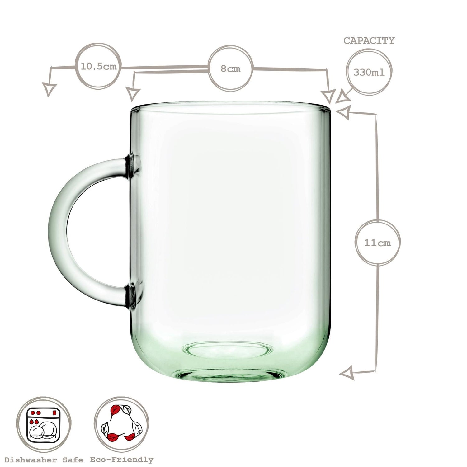 330ml Aware Iconic Recycled Glass Mug - Green