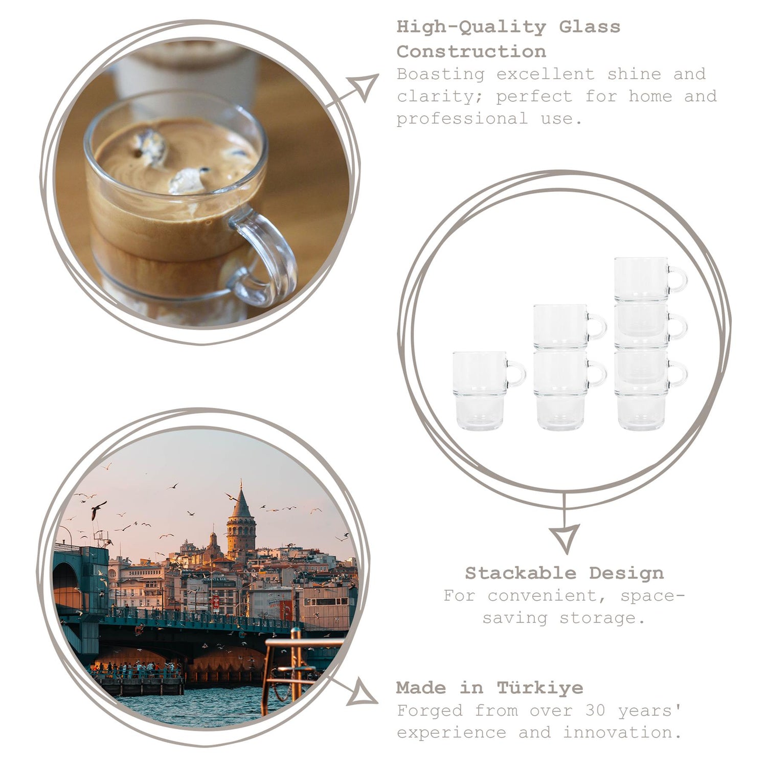 270ml Cozy Stacking Glass Coffee Cup