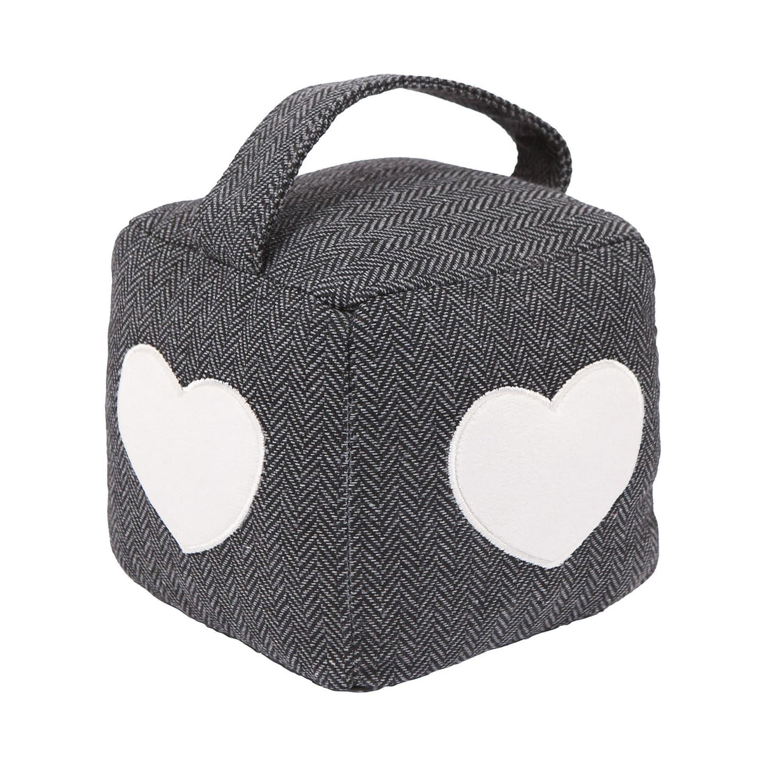 Nicola Spring Fabric Door Stop - Grey Cube with Heart