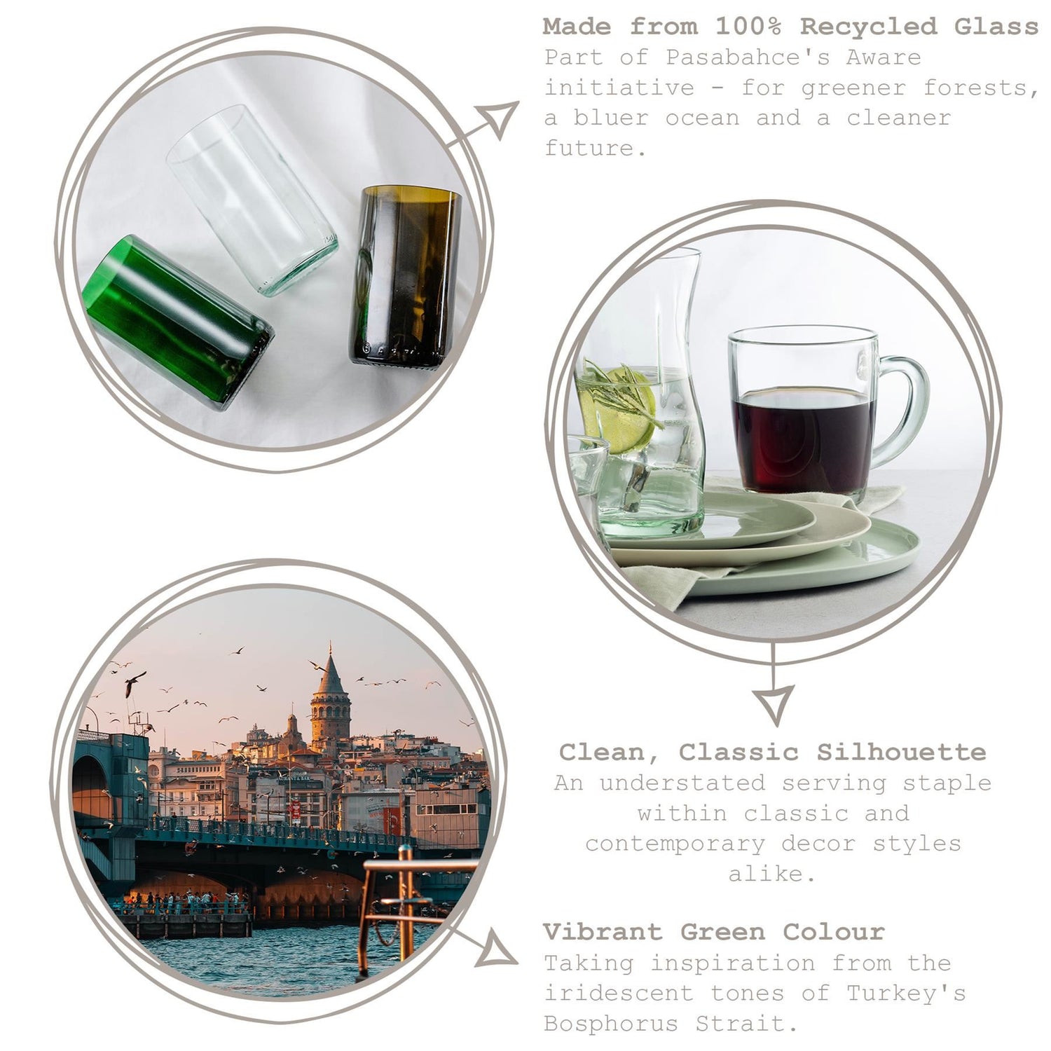 340ml Aware Basic Recycled Glass Mug - Green