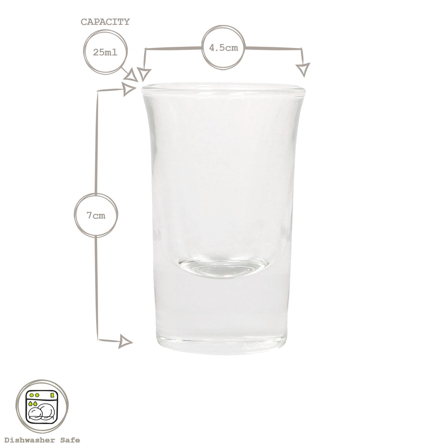 25ml Tall Shot Glasses - Pack of Six