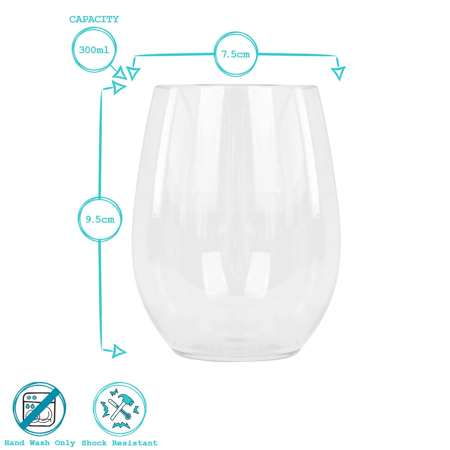 300ml Reusable Plastic Stemless Wine Glass