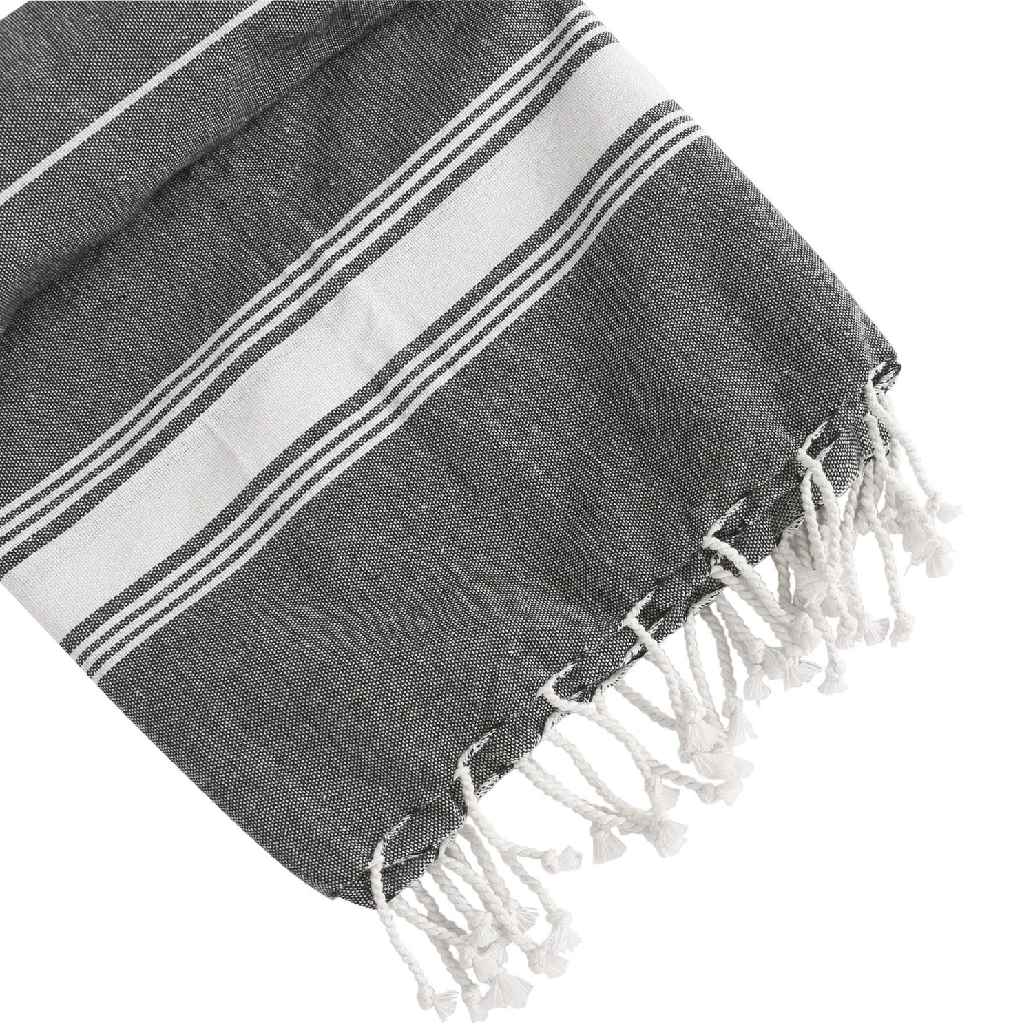 100% Cotton Turkish Beach Towel - Charcoal - 170cm x 90cm