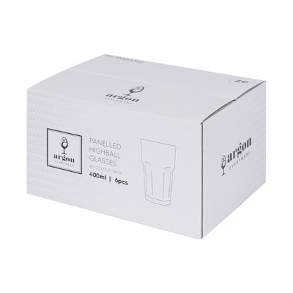 400ml Panelled Highball Glass with Coloured Base