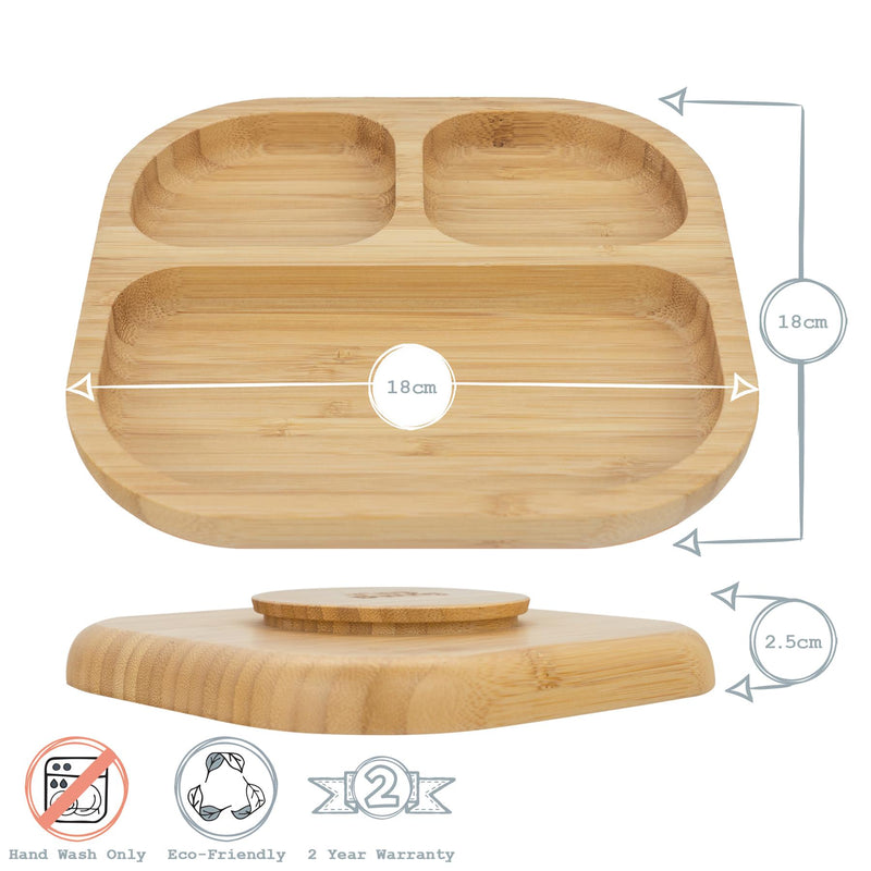 Tiny Dining Kids Bamboo Suction Plate - Square - Brown