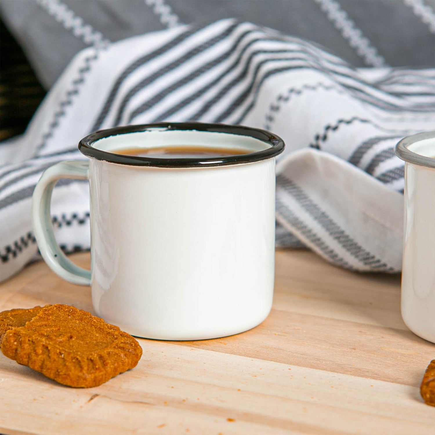 White Enamel Espresso Cup - 130ml - Black