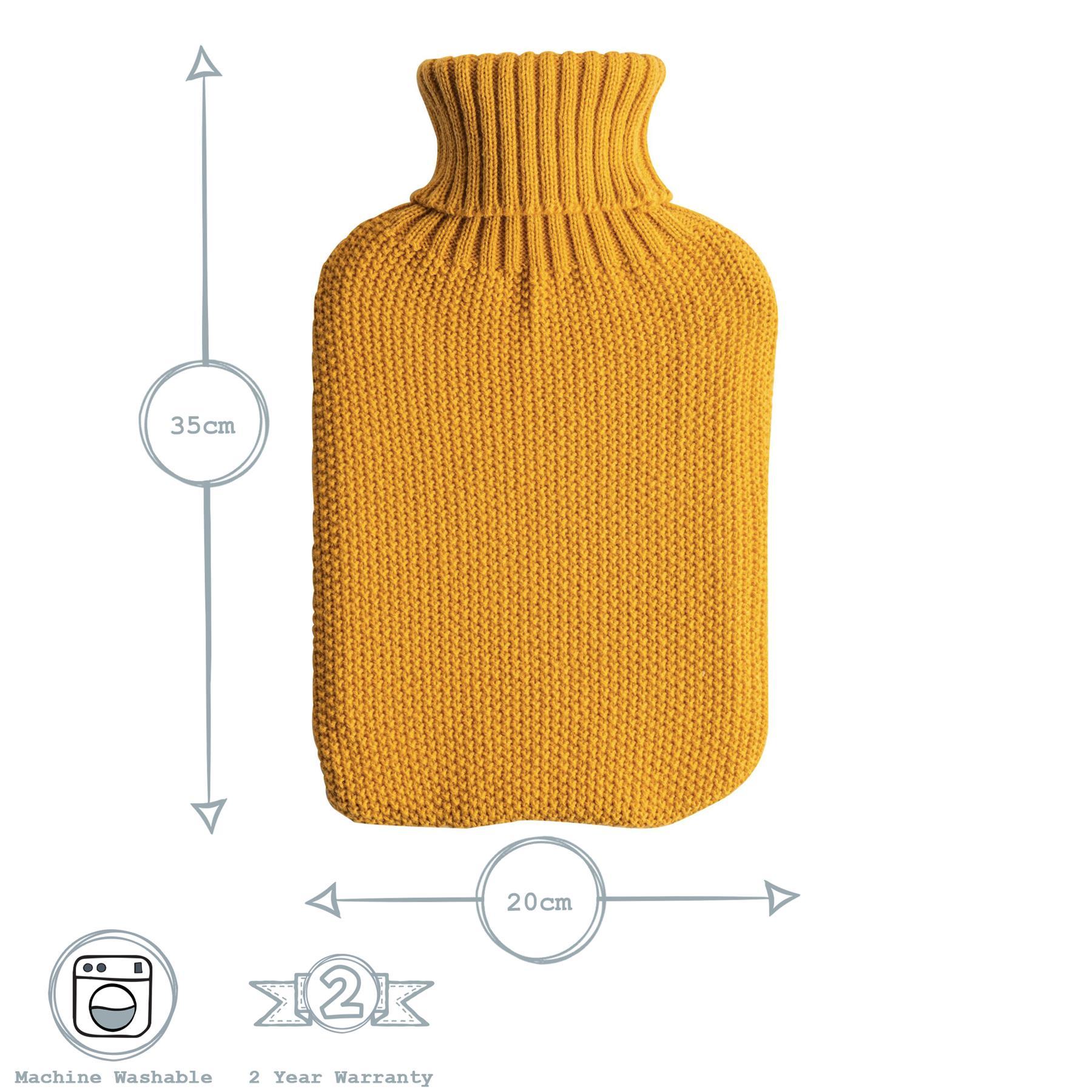 Hot Water Bottle Cover - Knitted - Mustard