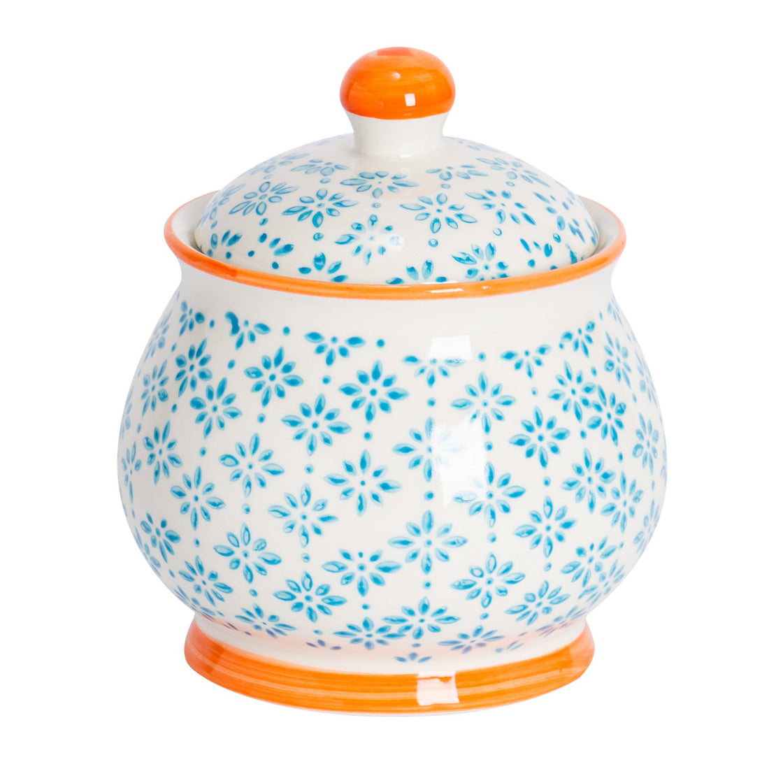 Nicola Spring Hand Printed Sugar Bowl - 10.5cm - Light Blue