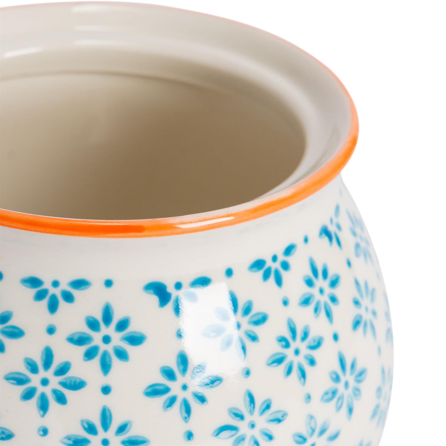 Hand-Printed Sugar Bowl - 10.5cm - Light Blue