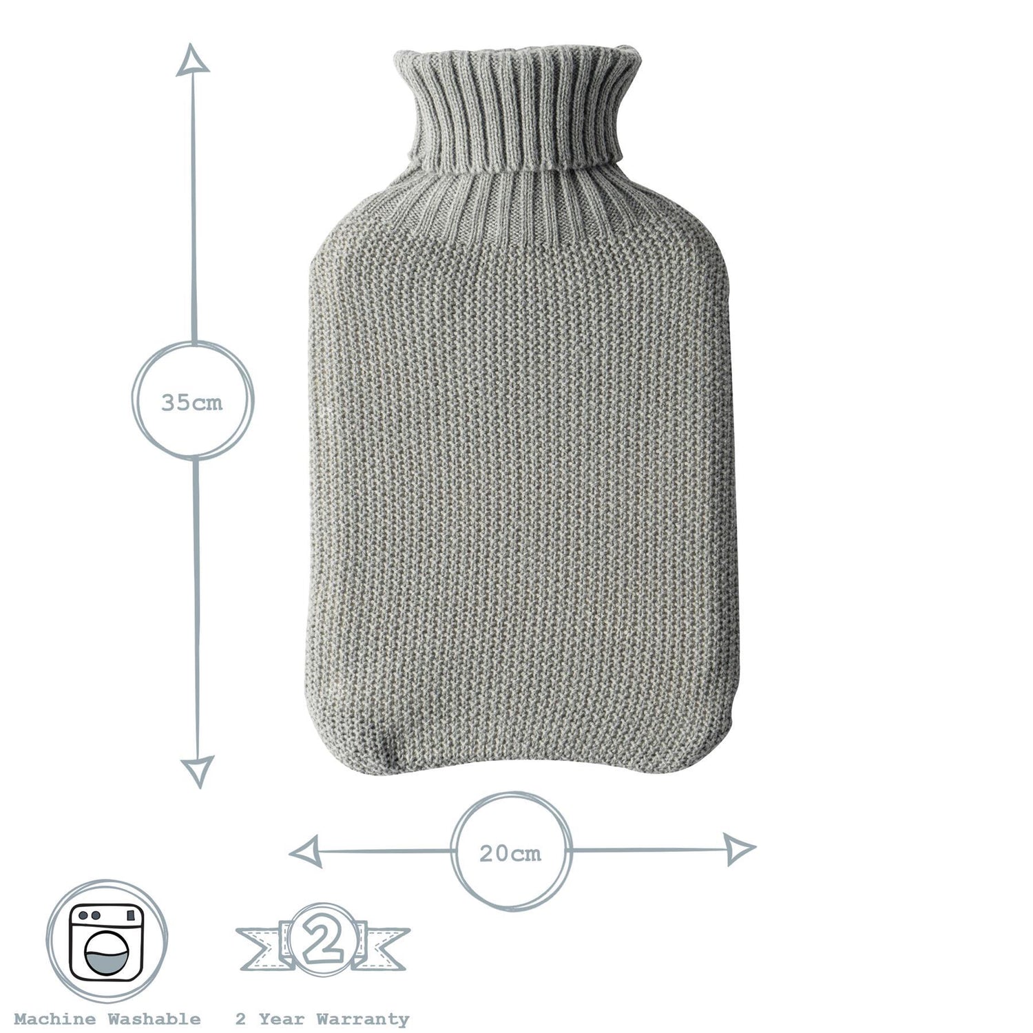 Hot Water Bottle Cover - Knitted - Grey