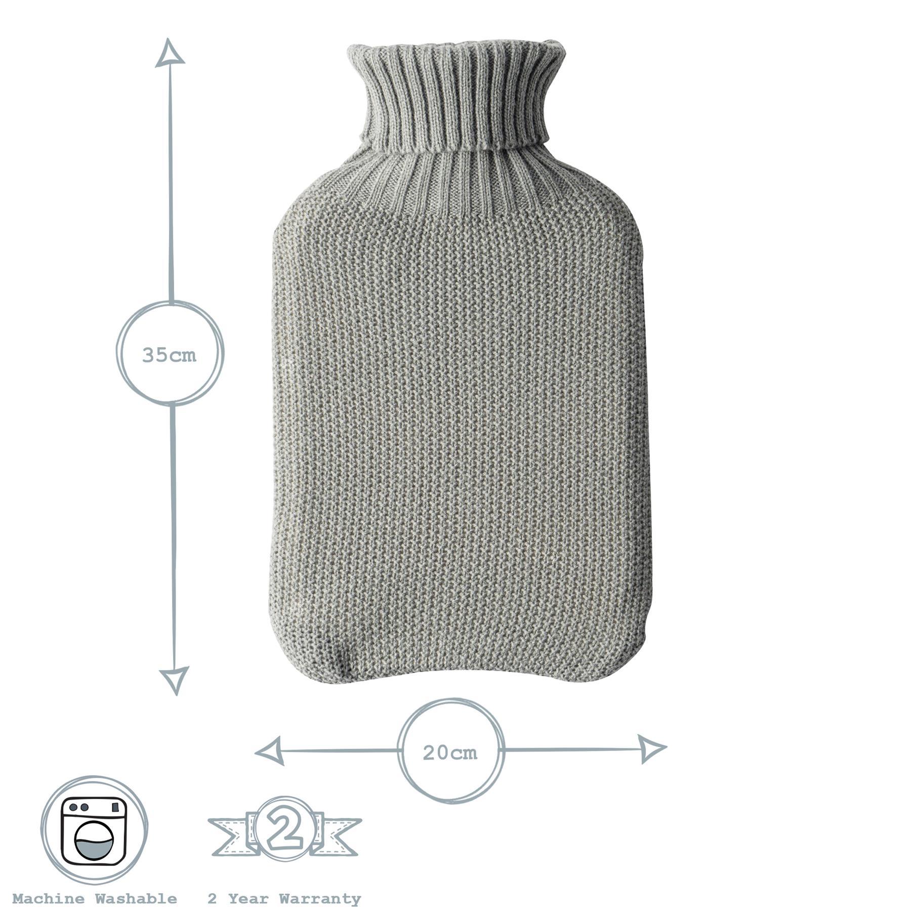 Hot Water Bottle Cover - Knitted - Grey