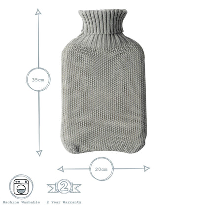 Hot Water Bottle Cover - Knitted - Grey