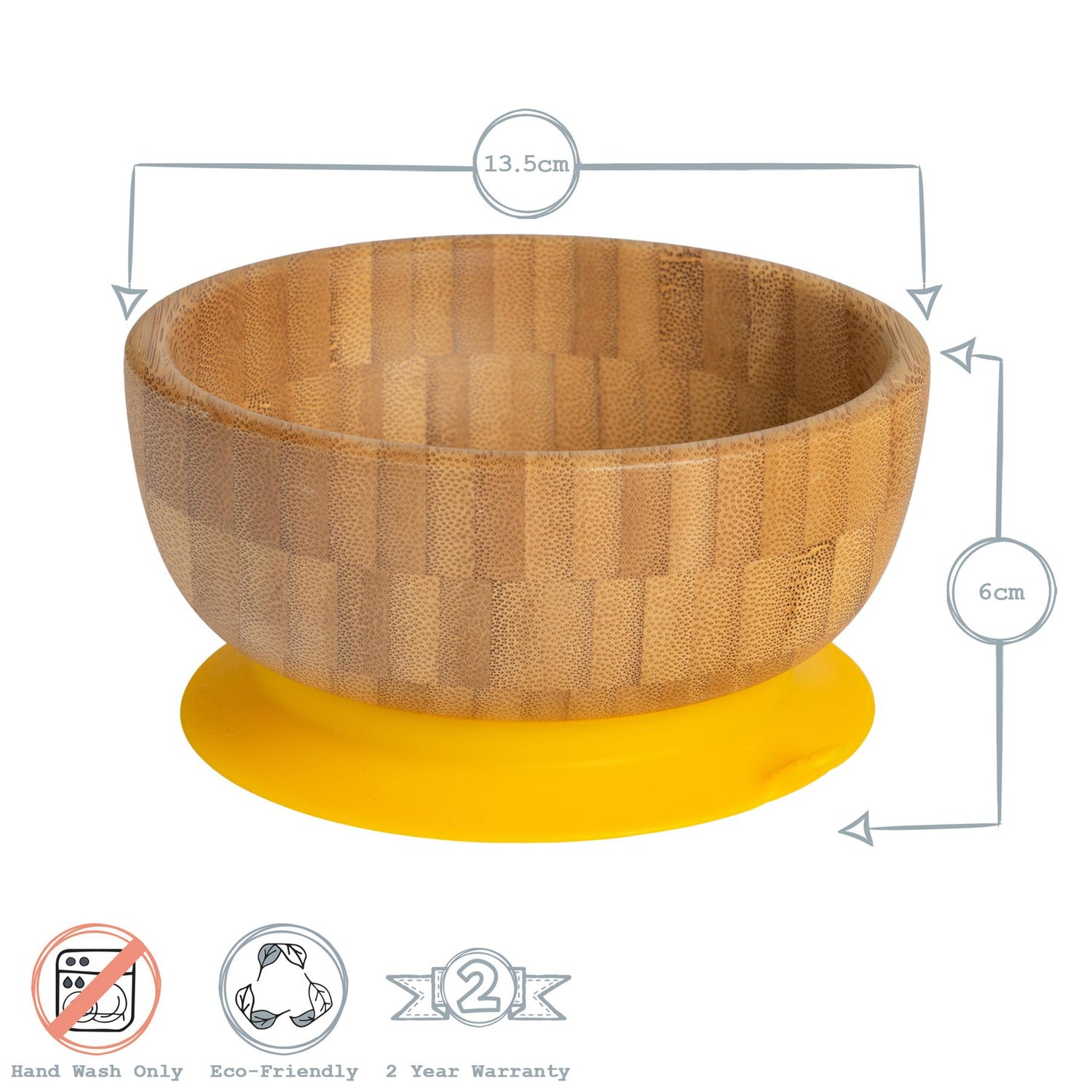 Kids Bamboo Suction Bowl - 14cm - Brown