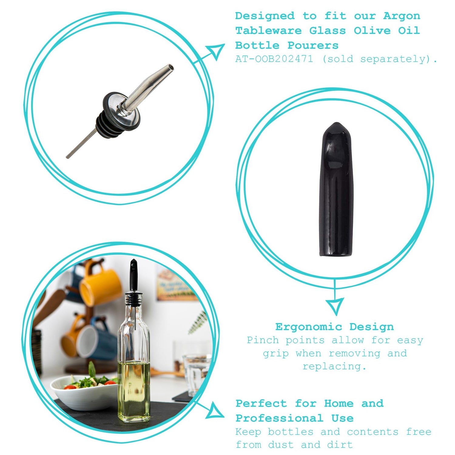 Olive Oil Bottle Pourer Dust Cap - Black