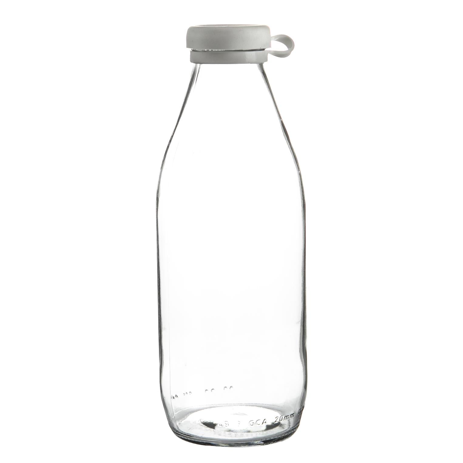 Glass Milk Bottle with Silicone Lid - 1 Litre