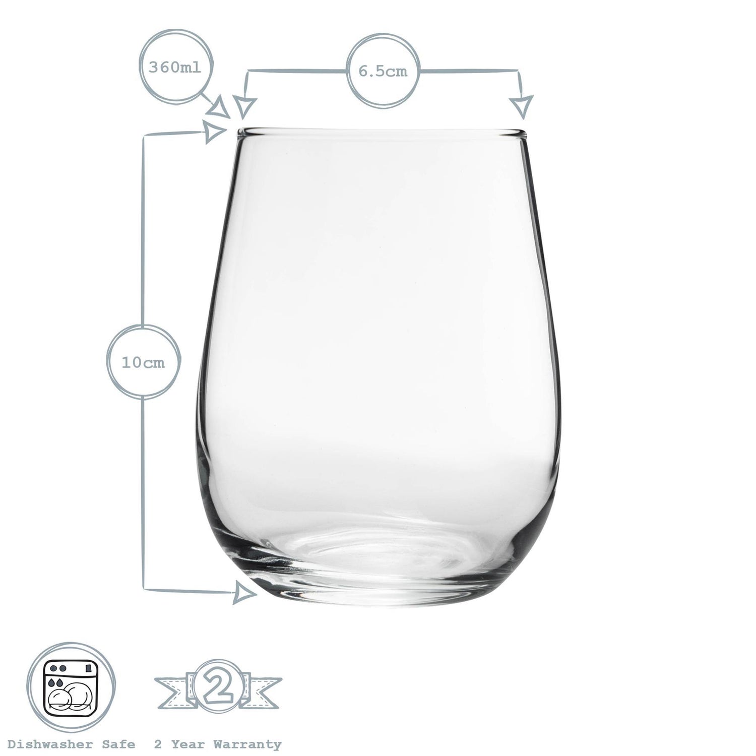 Gaia Stemless White Wine Glass - 360ml