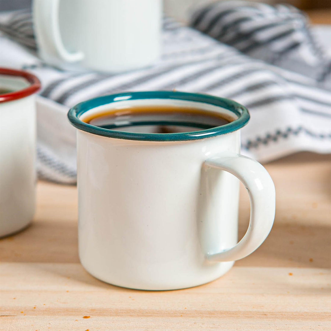 White Enamel Espresso Cup - 130ml - Green