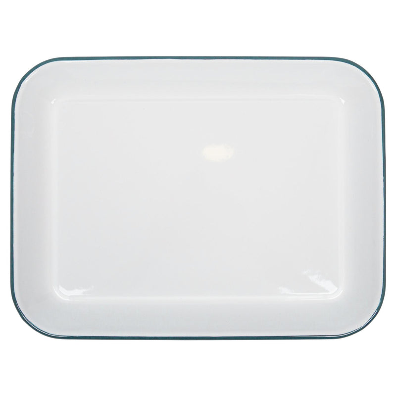 34cm x 26cm White Rectangle Enamel Baking Tray - By Argon Tableware