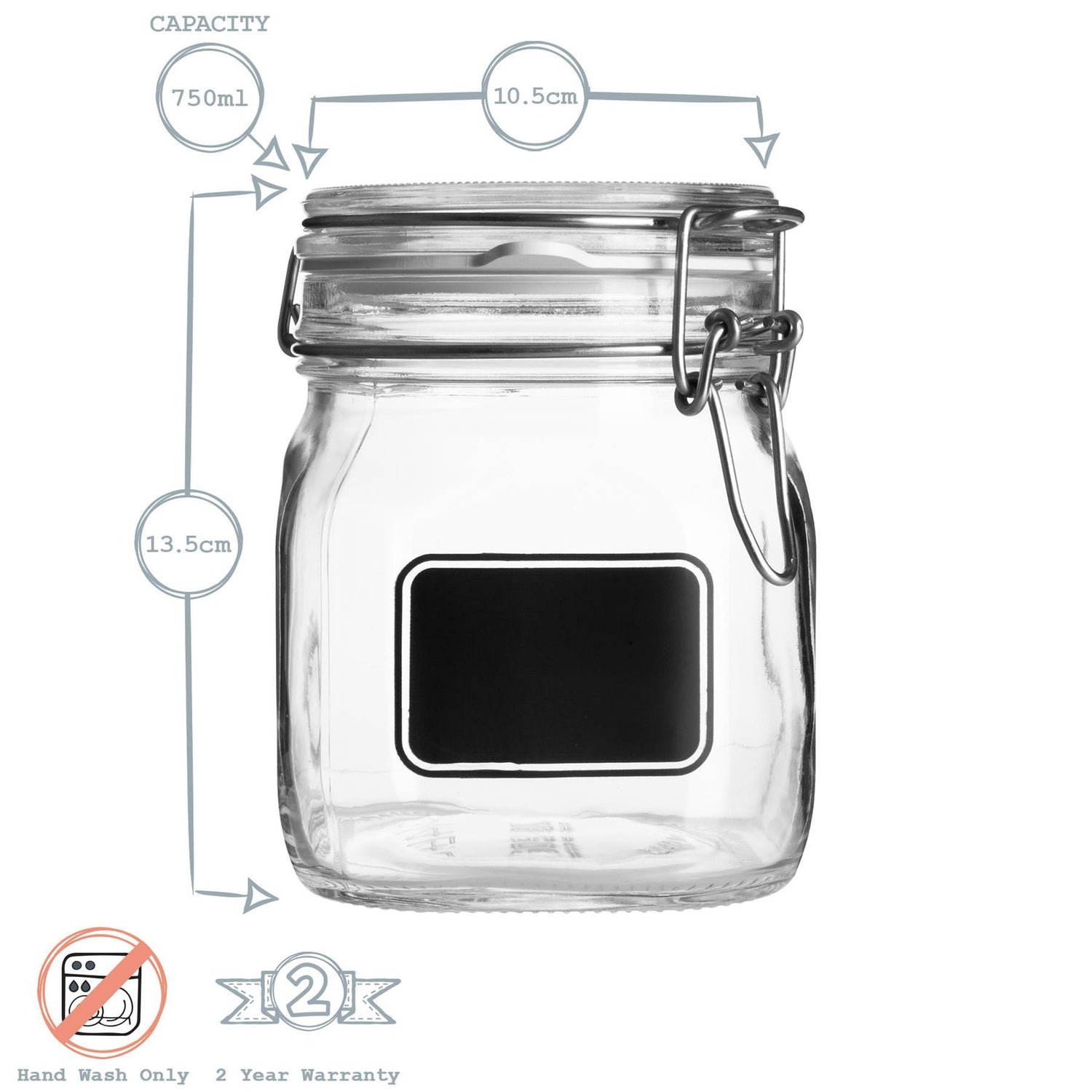 Lavagna Glass Storage Jar with Chalkboard Label - 750ml