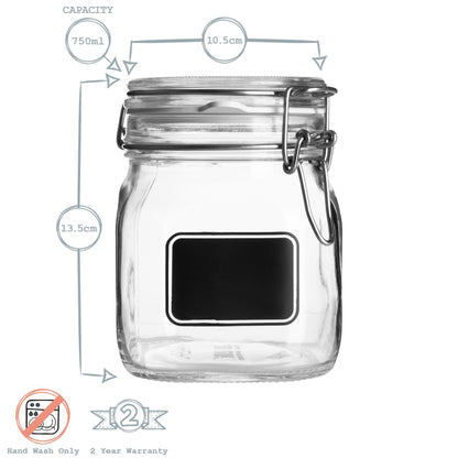 Lavagna Glass Storage Jar with Chalkboard Label - 750ml