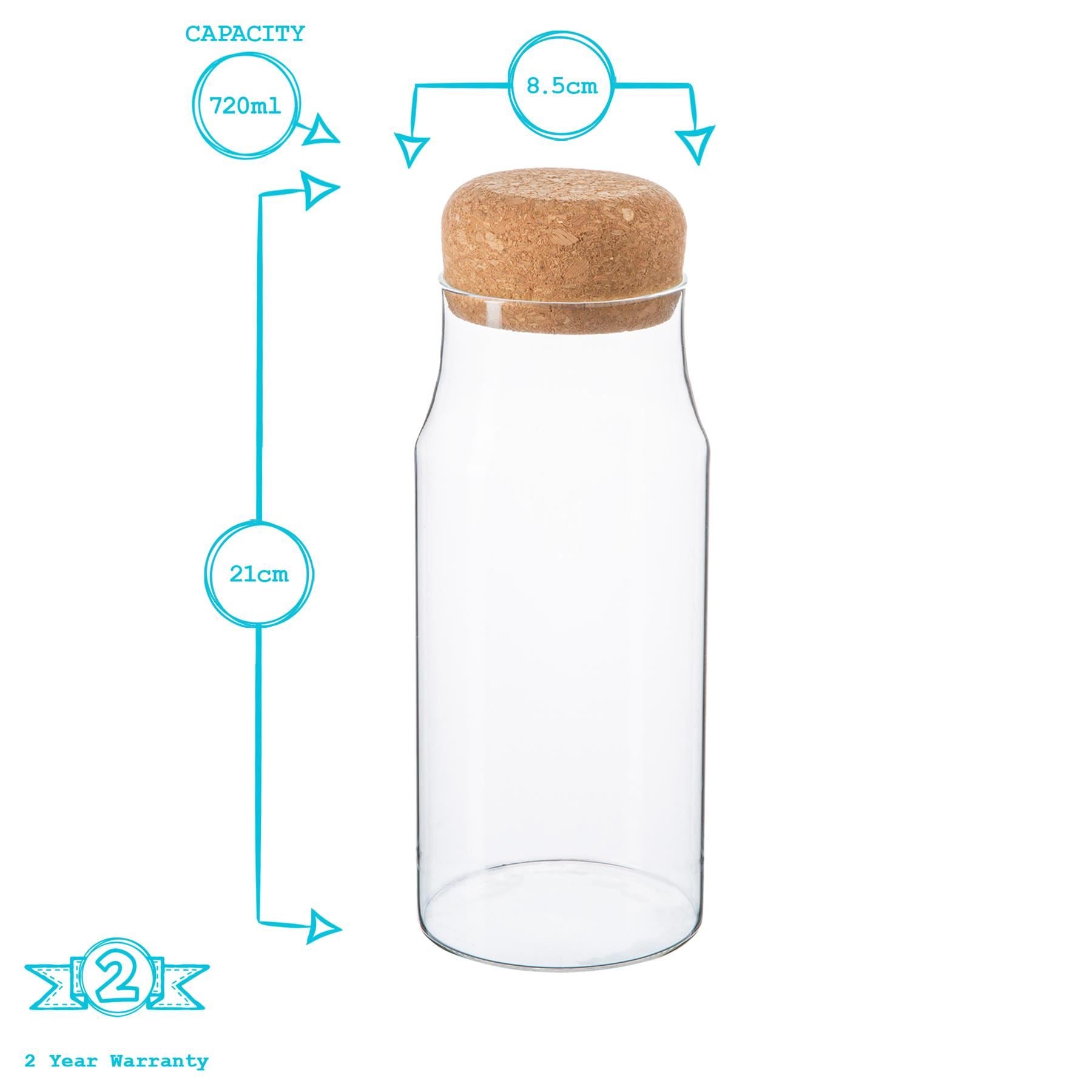 Glass Storage Bottle with Cork Lid - 720ml