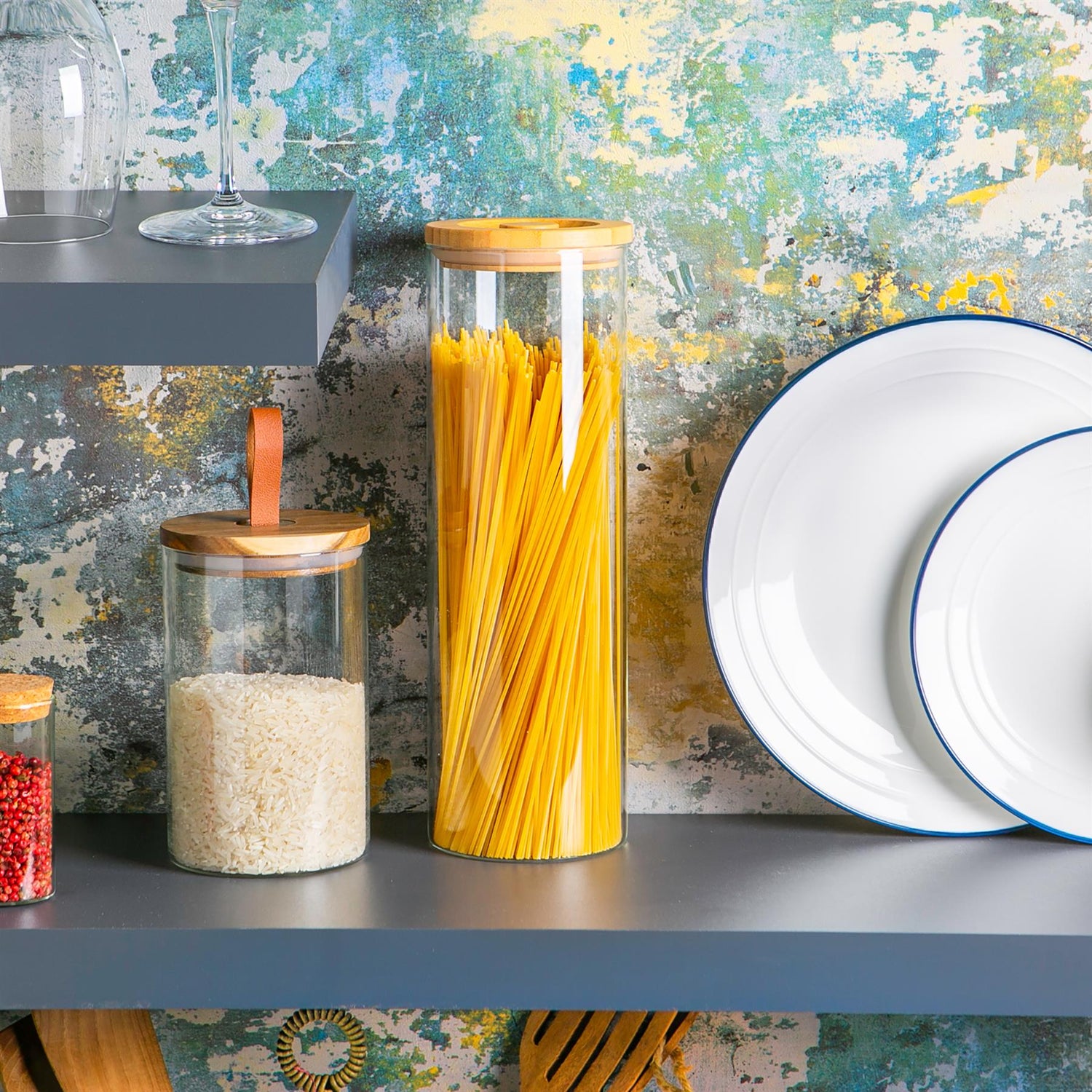 Glass Storage Jar with Wooden Lid - 2 Litre