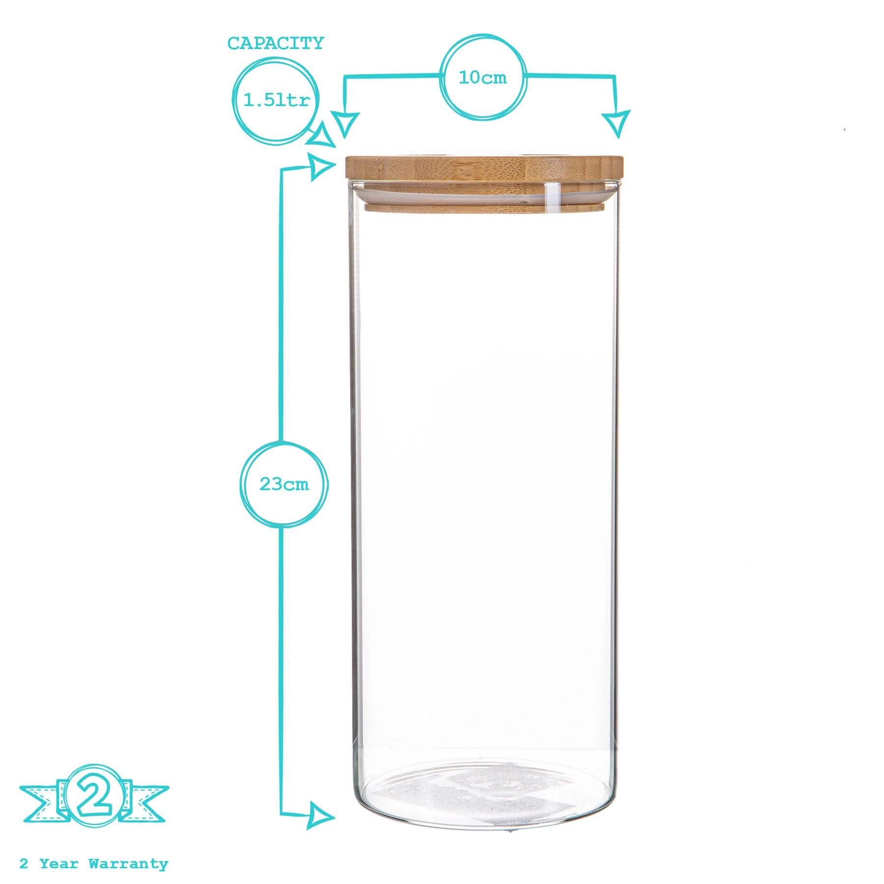 Glass Storage Jar with Wooden Lid - 1.5 Litre