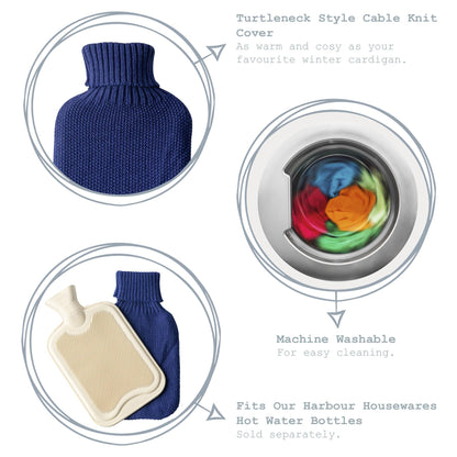 Hot Water Bottle Cover - Knitted - Midnight Blue